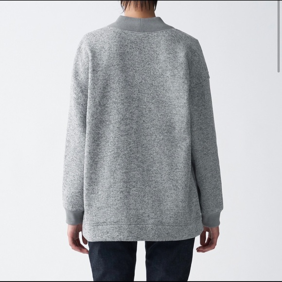 Muji Fleece Knit Wide Cardigan - Gray - XS-S - Picture 4 of 6